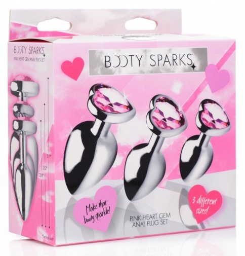 Booty Sparks - 心型後庭塞三件裝 - 粉紅色 照片